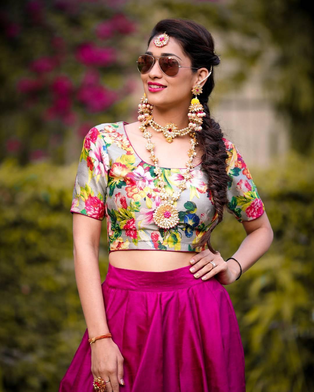 Wine gold printed lehenga and crop top set by The Glory | The Secret Label