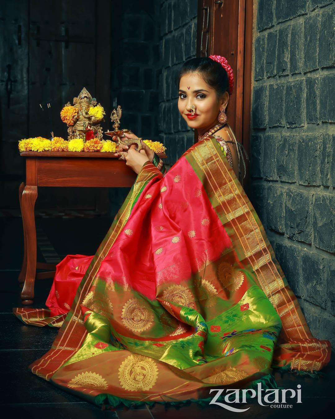 Anasuya in a paithani half saree | Fashionworldhub