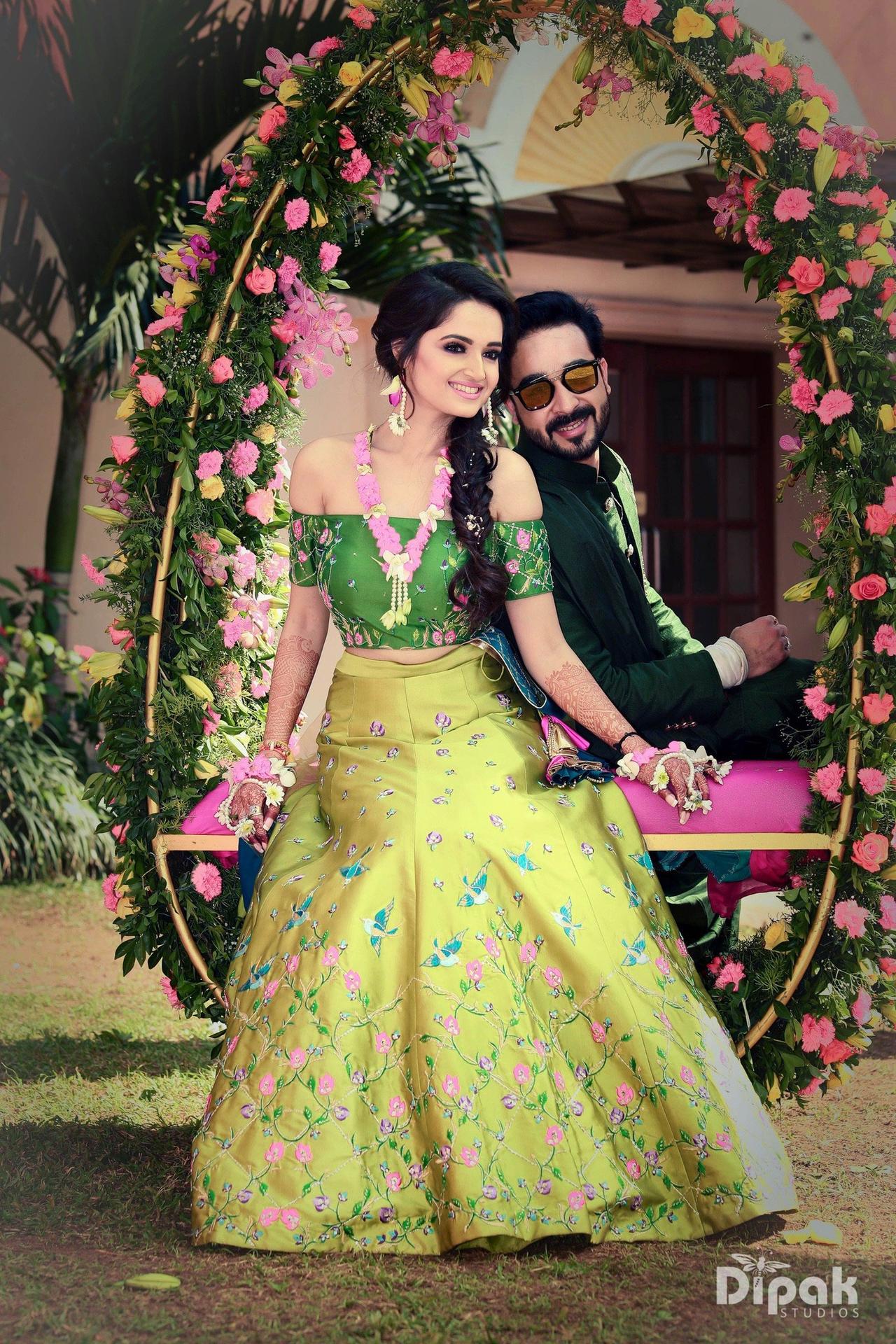 Green Designer Wedding Party Wear Georgette Lehenga With Un Stitched Blouse  - shreematee - 3905142