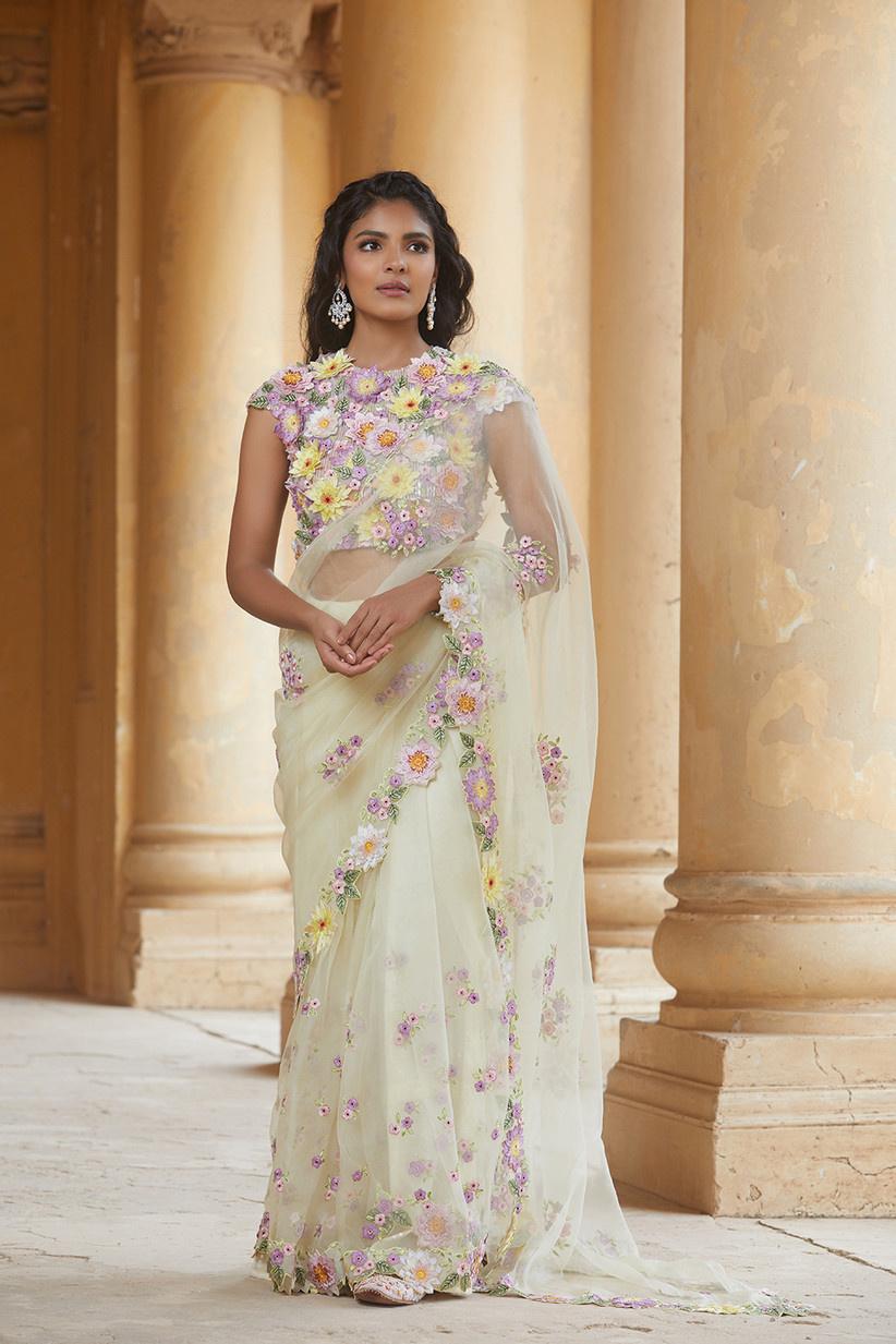 86583 wedding dresses for sister of the groom rahul mishra floral saree set