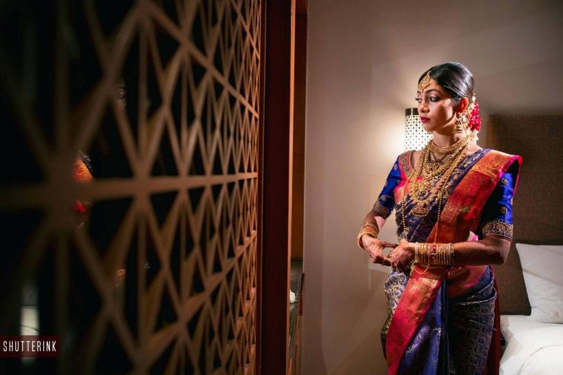 Traditional South Indian Bridal Saree | Stunning Red and Gold Sari