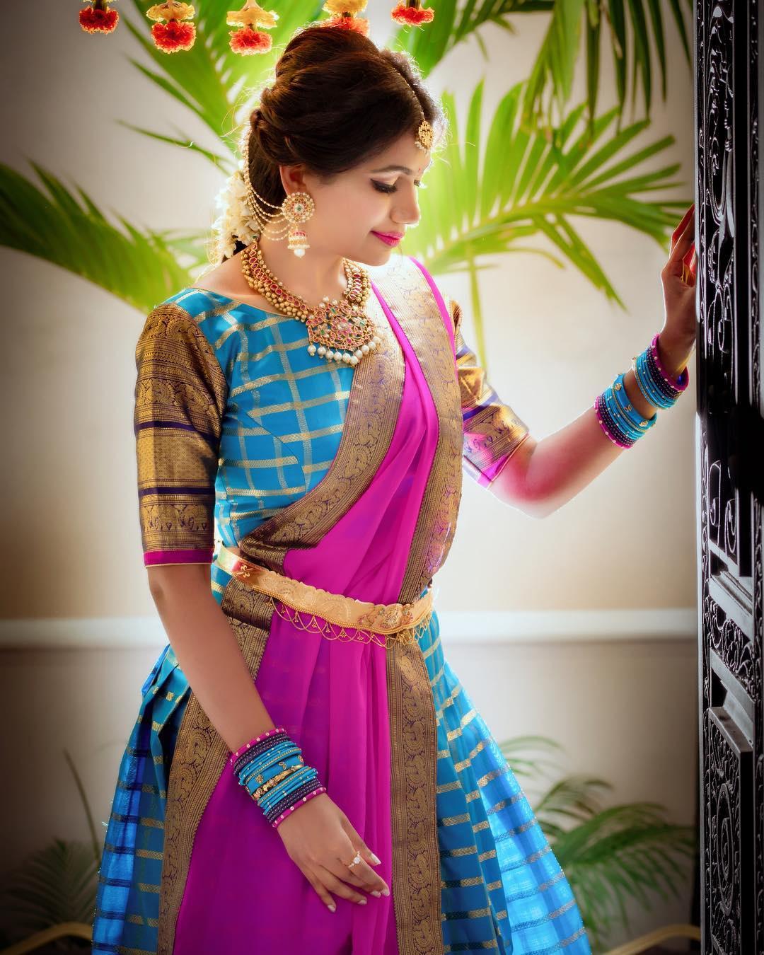 10 Wedding Day Pattu Half Saree Designs for South Indian Brides