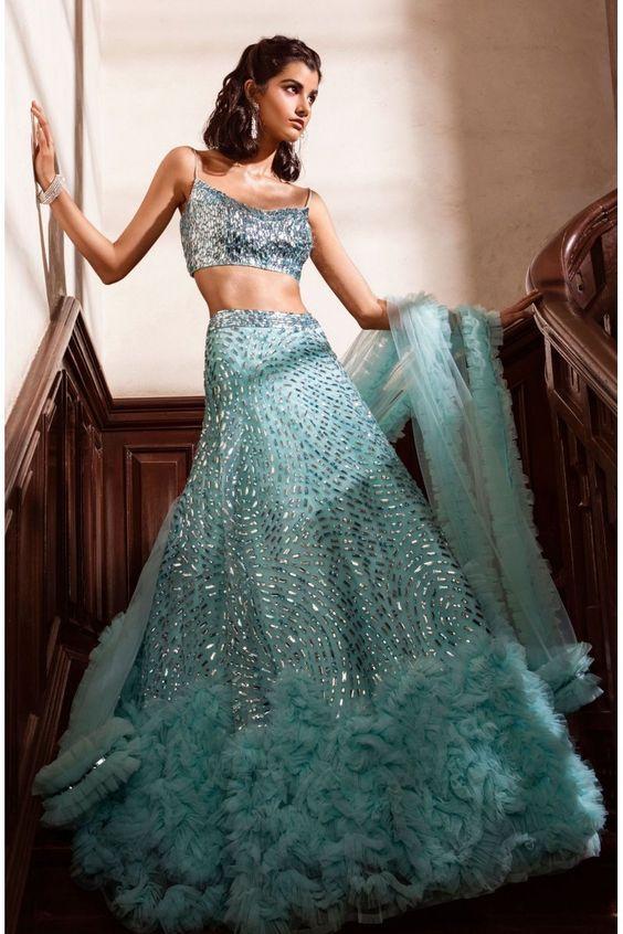 Engagement Wear Navy Blue Heavy Work Lehenga Choli – Amrutamfab