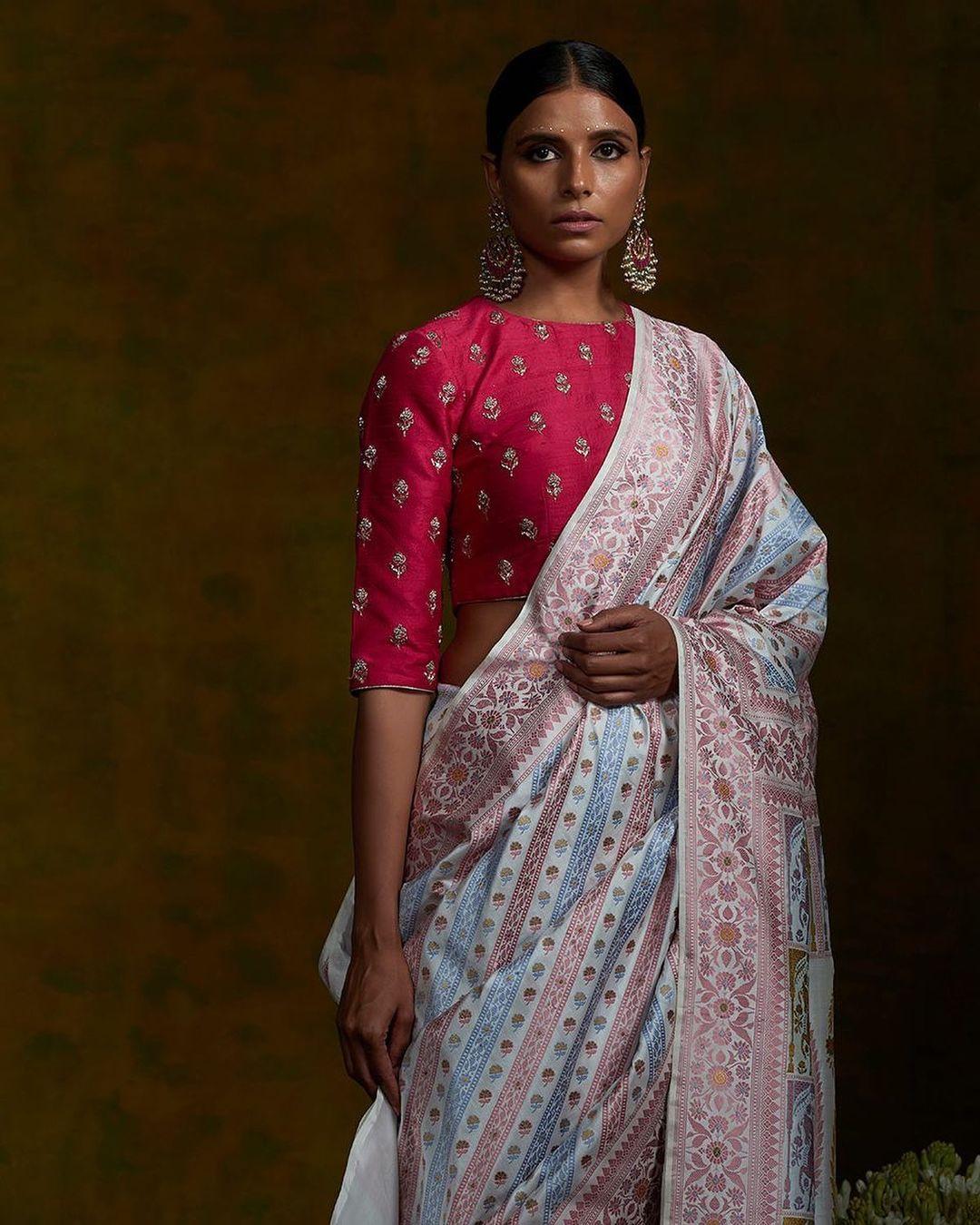 Silk Saree with Kanchi Border and Maggam Work Stitched Blouse –  siyarasfashionhouse