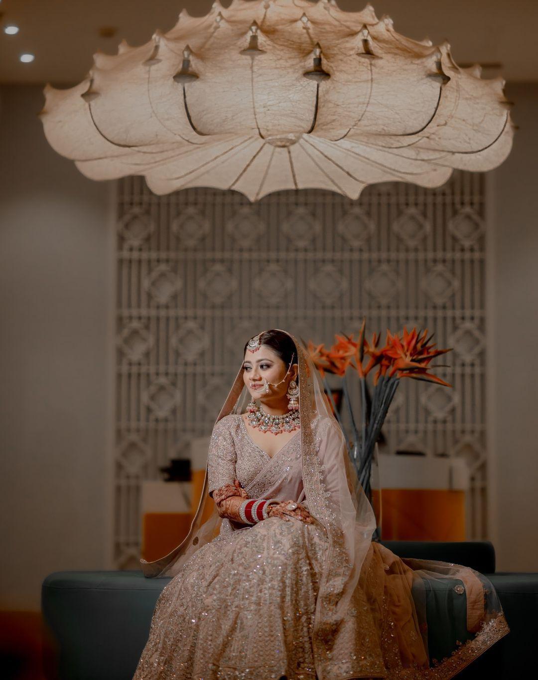 Wedding Bridal Lehenga - Bride in Amazing Saree Gown. More information on  Wedd… | Indian wedding photography poses, Indian bridal photos, Indian wedding  photography