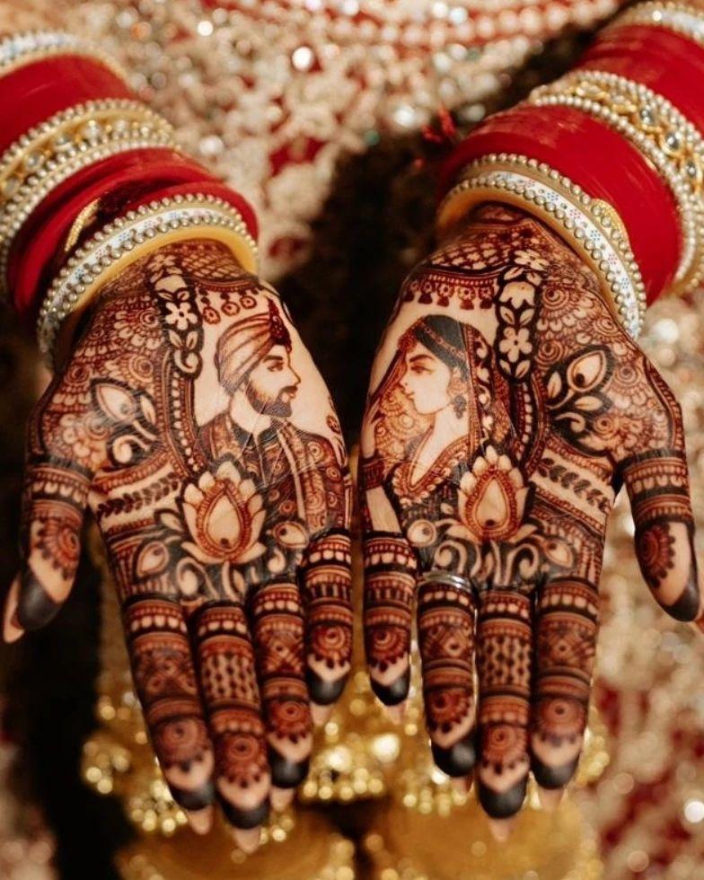 Mughal Magnificence Half and Half Mehndi Design