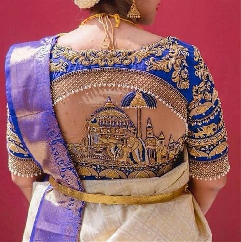 Embroidered blouse  Blouse designs, Wedding saree blouse designs, Blouse  work designs