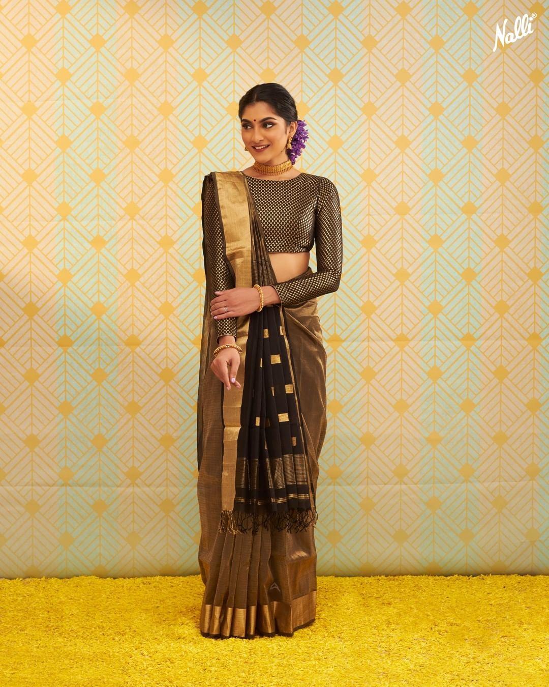 98374 silk saree blouse designs
