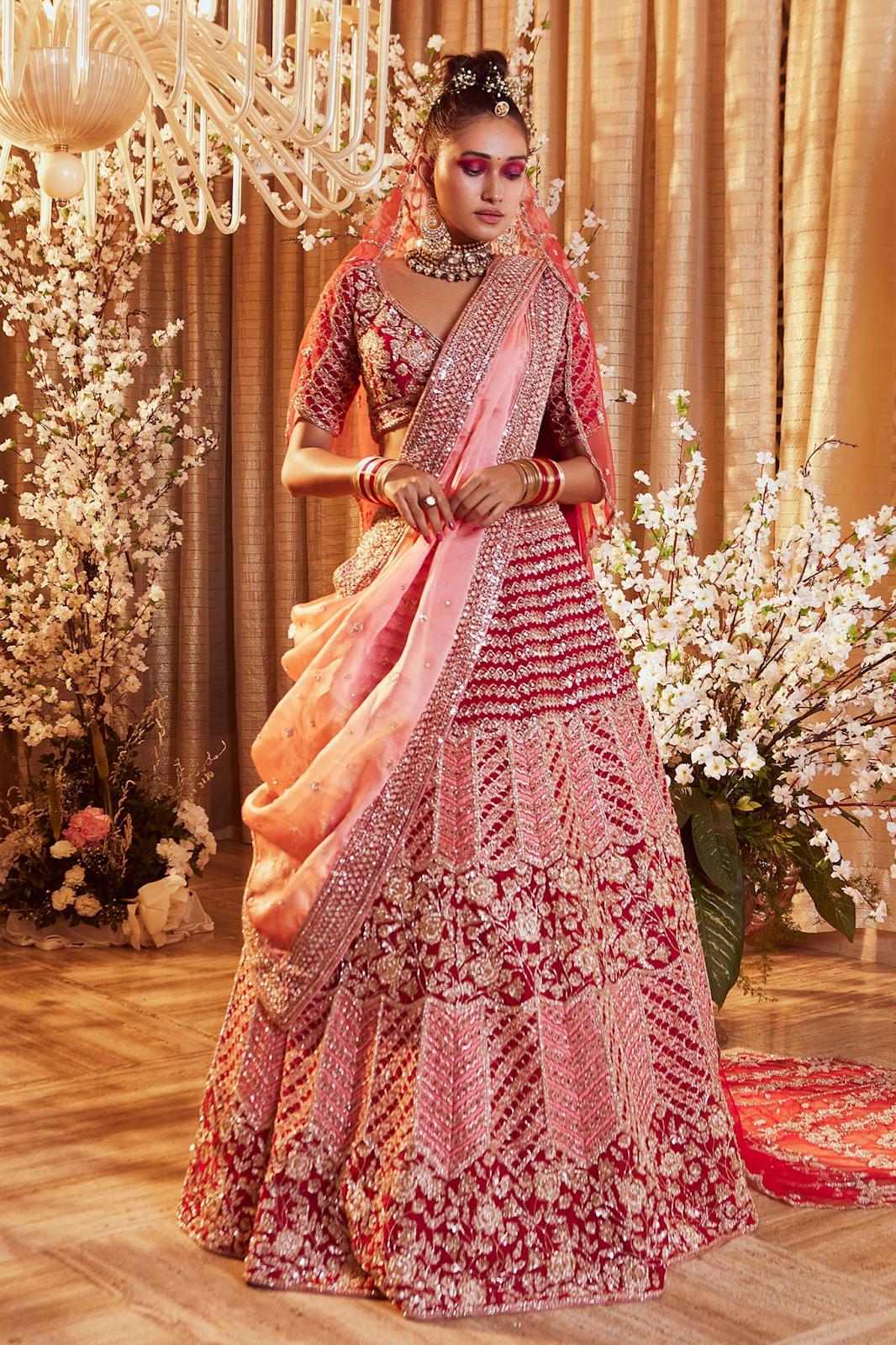 11956 BUY RED COLOUR WEDDING BRIDAL WEAR DESIGNER LEHENGA CHOLI AT BEST  RATE - Reewaz International | Wholesaler & Exporter of indian ethnic wear  catalogs.