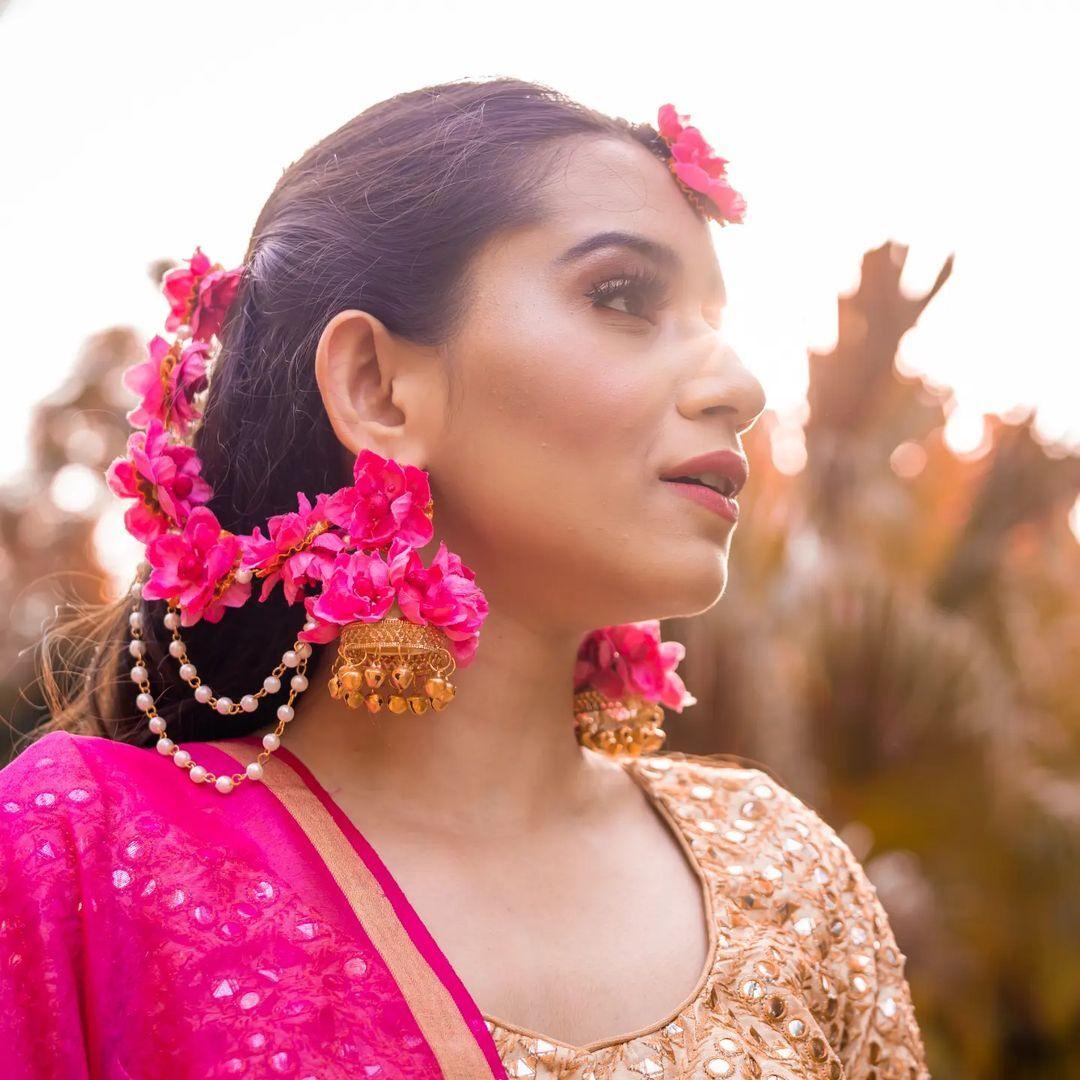 Flower jewellery set for haldi and mehndi – Saubhagyavati.in