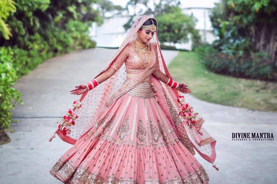 Hot Pink Classic Bridal Lehenga Set with Gold Embroidery - Seasons India