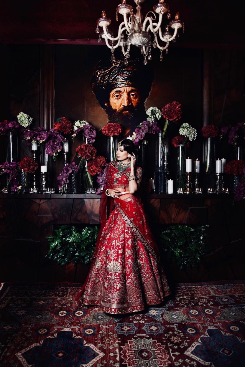red bridal lehenga