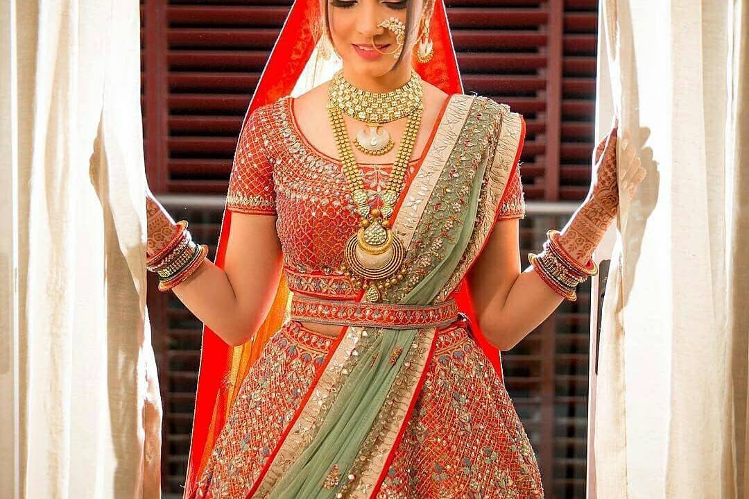 Red-Pink Wedding Wear Designer Chanderi Designer Lehenga Choli