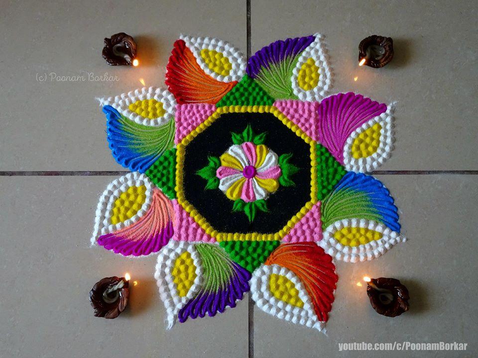 simple rangoli designs with 5 dots