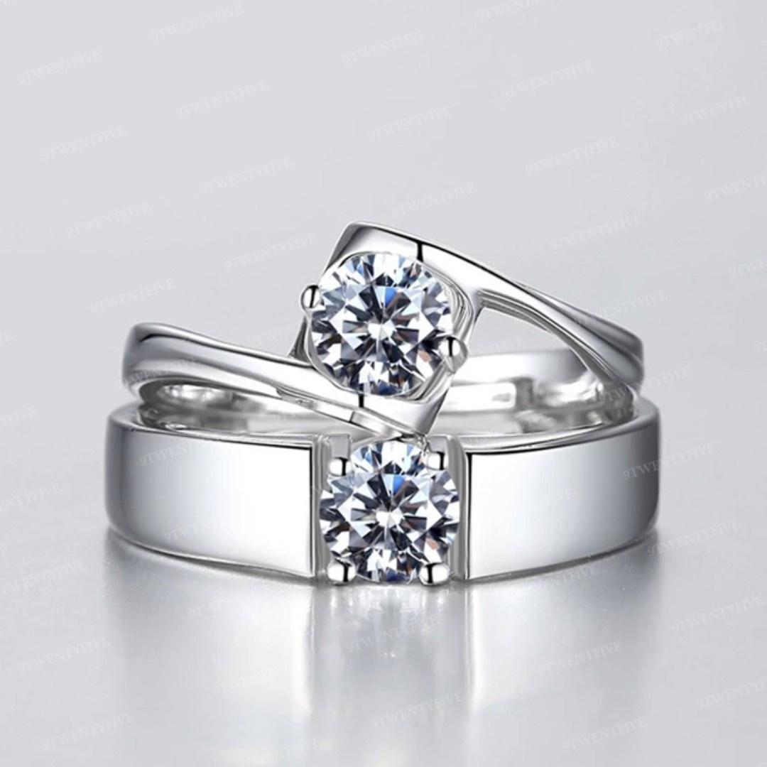 Platinum engagement sale rings pair