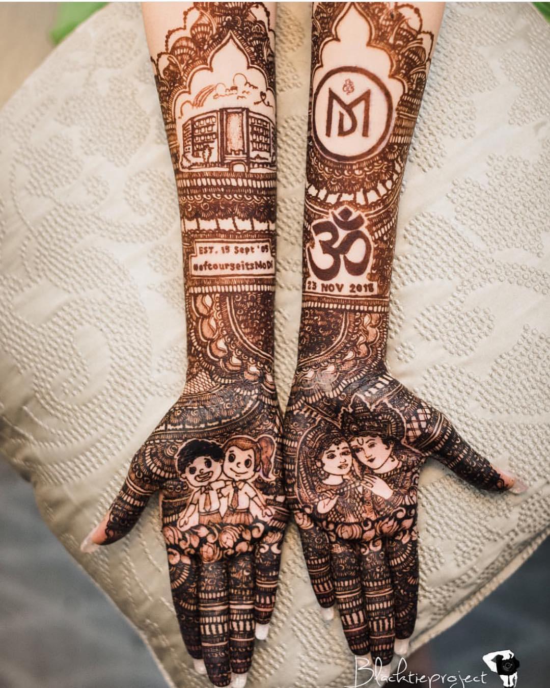 Henna tattoo on the hands of a bride in a traditional dress. AI Generated.  30472493 Stock Photo at Vecteezy