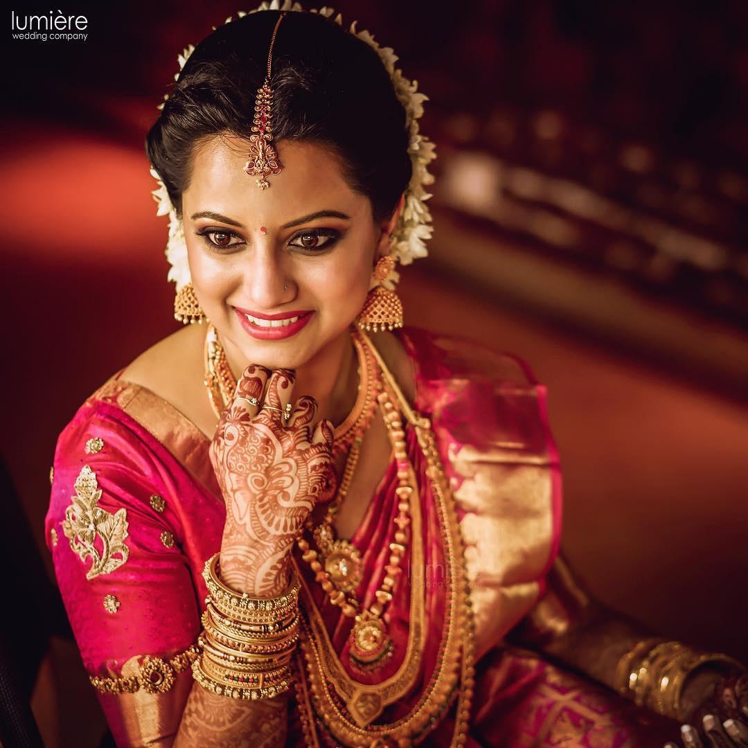 Baby Pink Kanchipuram Silk Bridal Saree with Floral Design