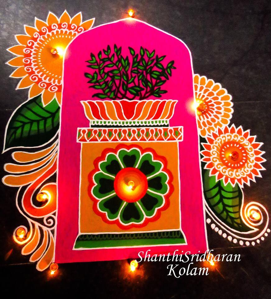 Rangoli Powder Colors Bottles Design Creativity Diwali Floor Rangoli Art