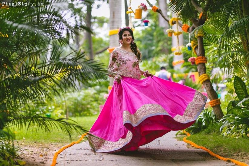 Pink net circular engagement lehenga choli 5401