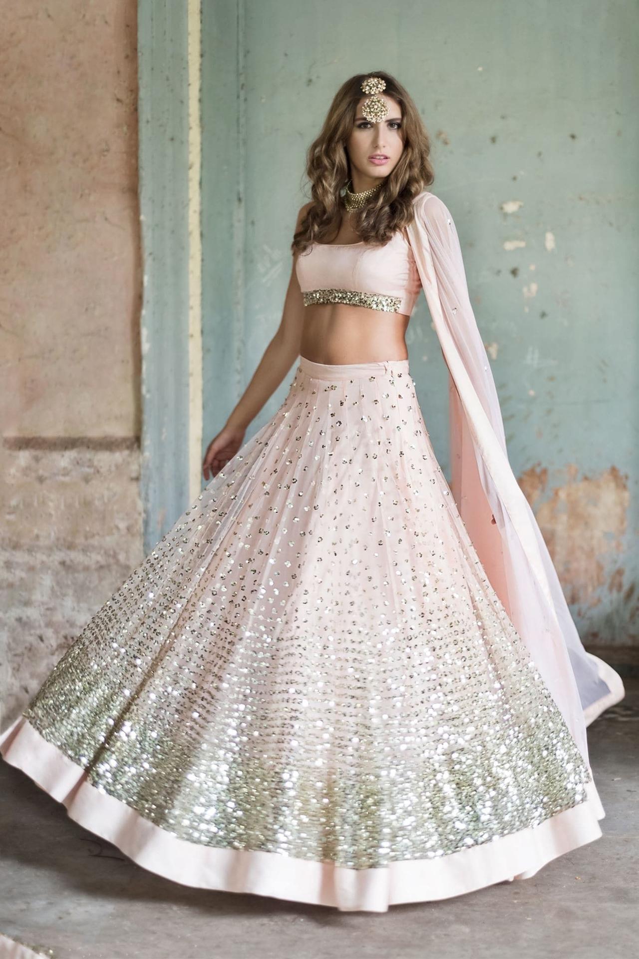 Buy Green Sequins Net Lehenga Blouse for Women & Girls With Long Top Ghagra Choli  Online in India - Etsy | Indian bridal dress, Elegant white dress, Stylish  wedding dresses