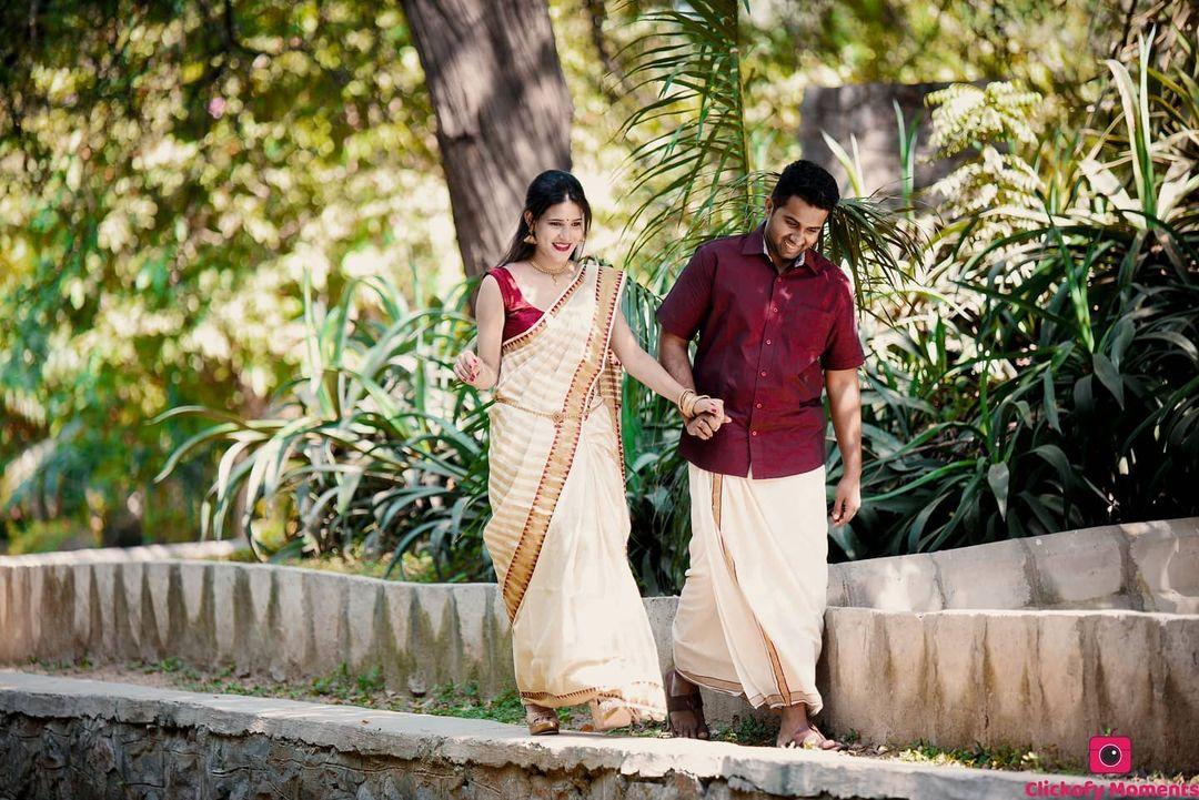 Bride and Groom holding hands
