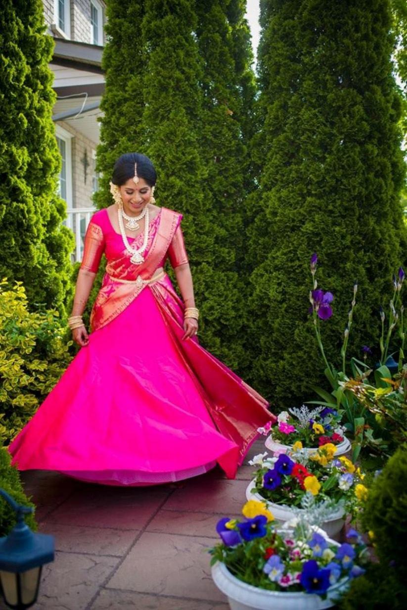 Bridal Blouse can can skirt designed by @mabia_mb . . Muse  @kanmani_manoharan Saree @nallisilksarees Jewel… | Lehenga saree design,  Lehenga style saree, Saree look