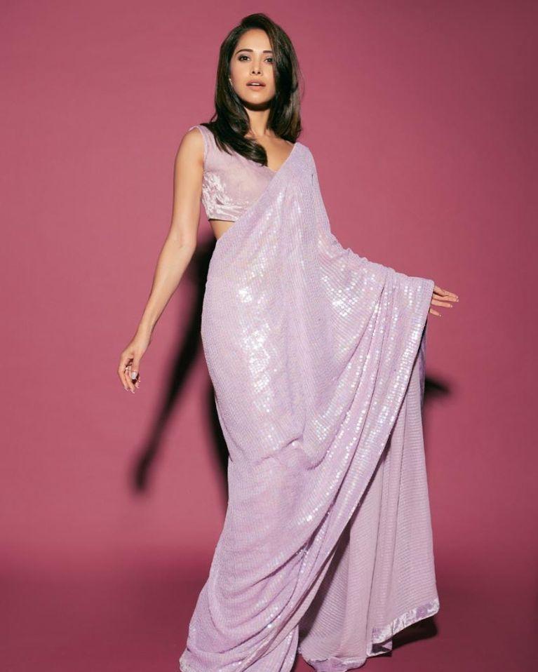 Bollywood Pink Saree Party Wear Sequins Saree Designer Saree for