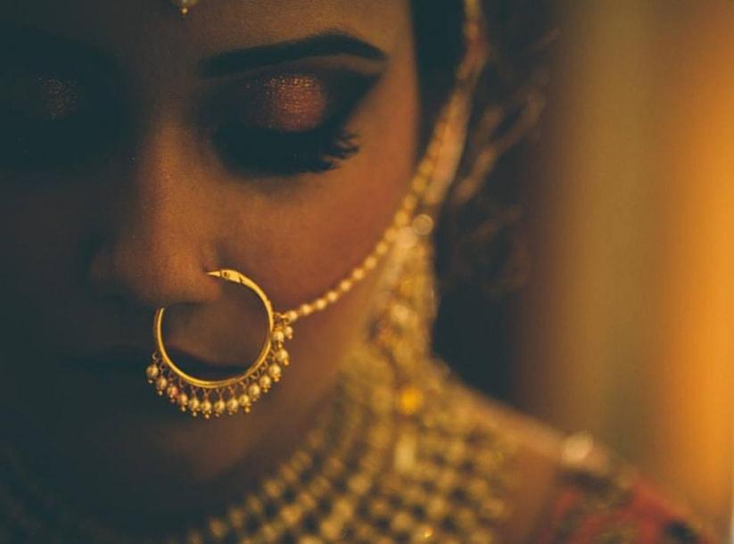 Bridal Nose Nath Designer Wire Nose Ring Indian Wedding Big Peacock Hoop |  eBay