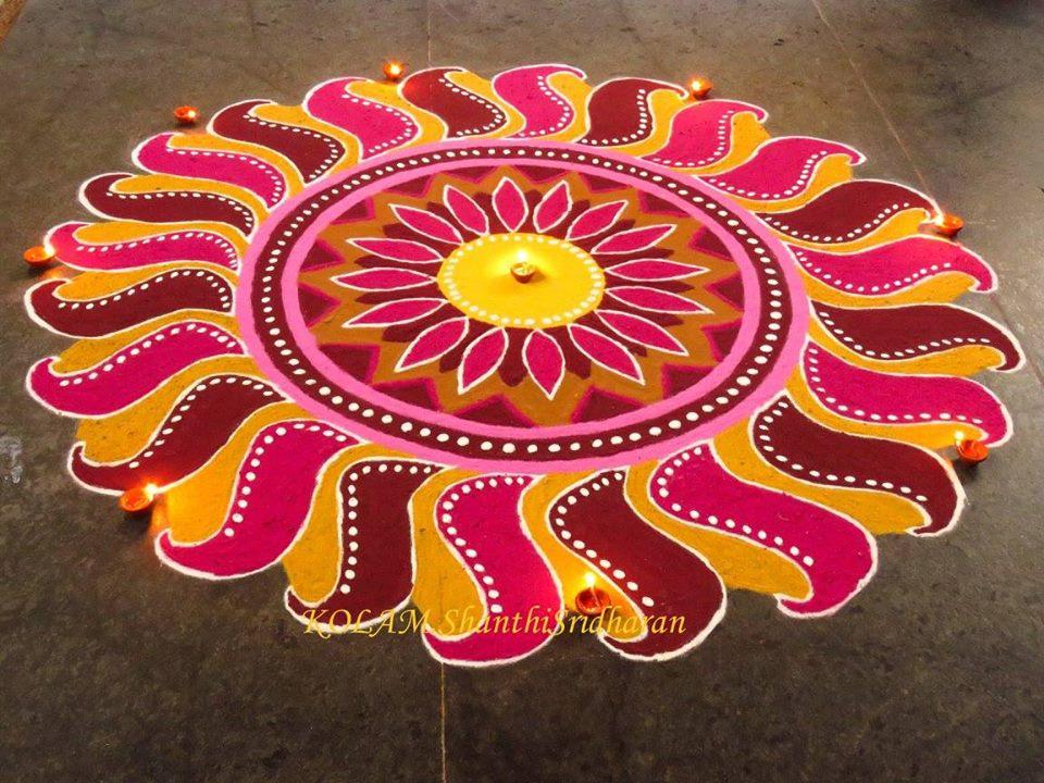 Simple Rangoli for Diwali with Mandala 