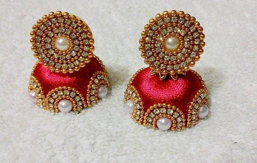 29925 silk thread earrings thread jewellery hyderabad silk thread jhumkas