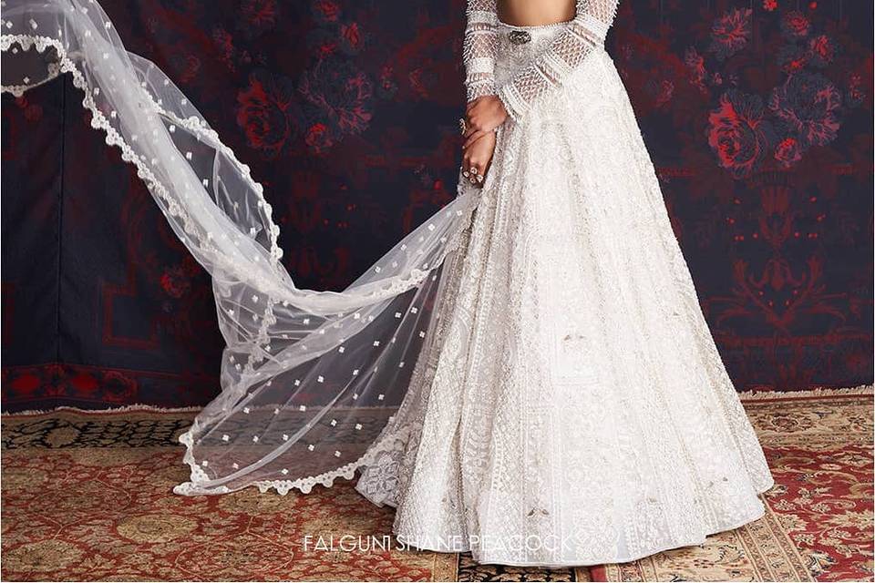 Buy FUSIONIC Adorable Look Off-White Color Organza Mirror Work Lehenga For  Women at Amazon.in