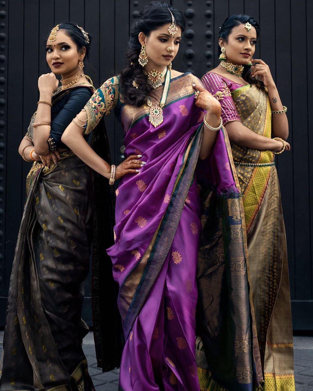 Purple Gold Traditional Saree - Buy Purple Gold Traditional Saree online in  India