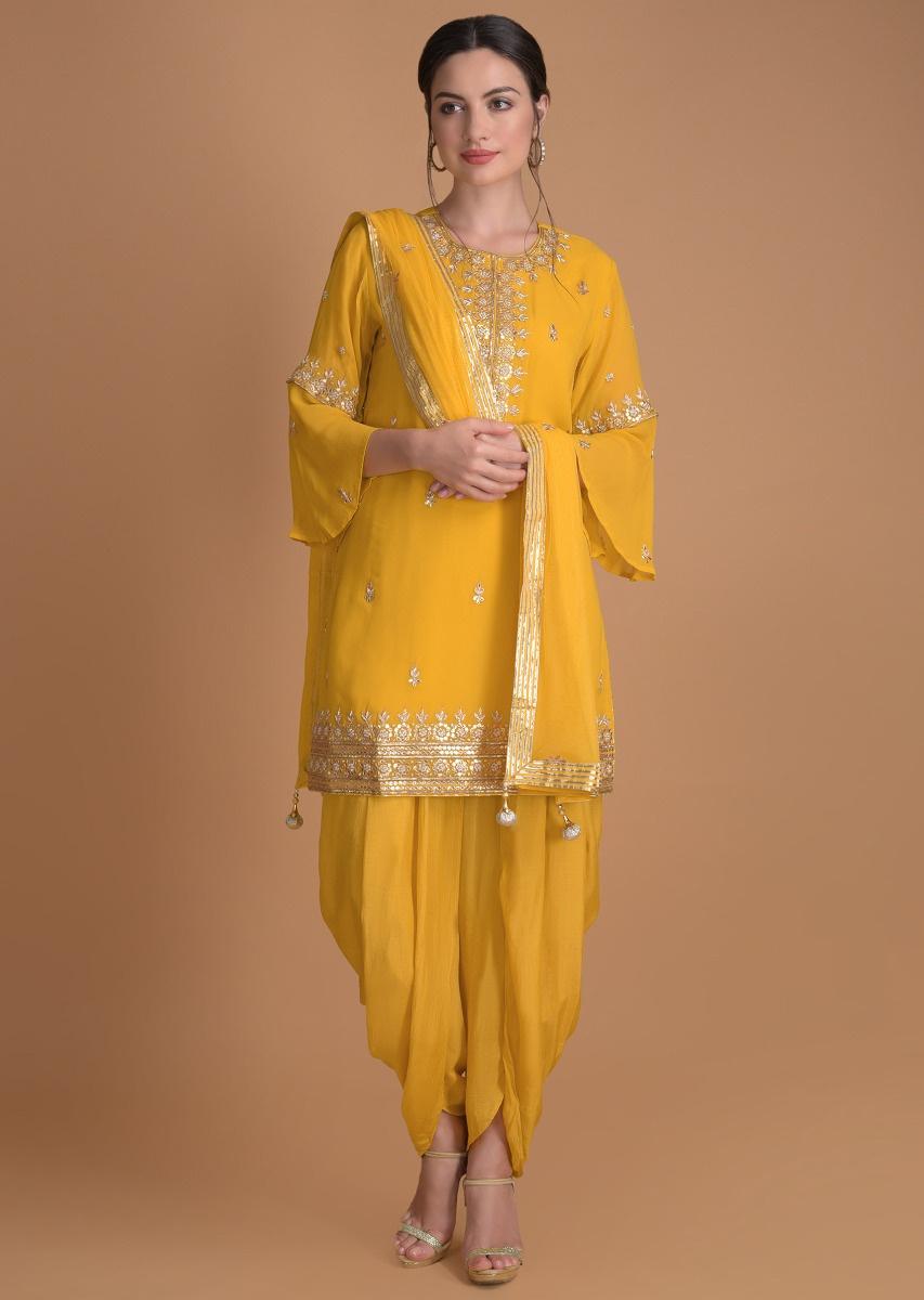 TULIP 21 Women Mustard Yellow Solid Dhoti Pants - Absolutely Desi