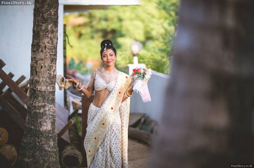 White Wedding saree | White indian wedding dress, Buddhist wedding,  Buddhist wedding dress