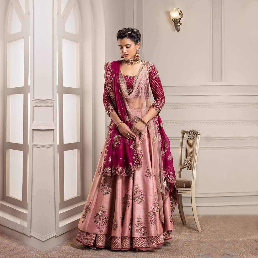 Peach pastel color Georgette designer lehenga choli