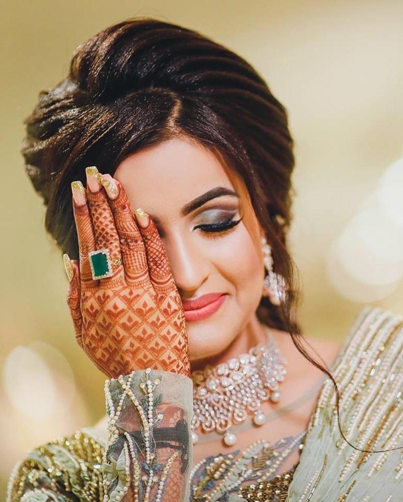 Indian Female Model In Bride Makeup Side Pose Stock Photo, Picture and  Royalty Free Image. Image 74558264.