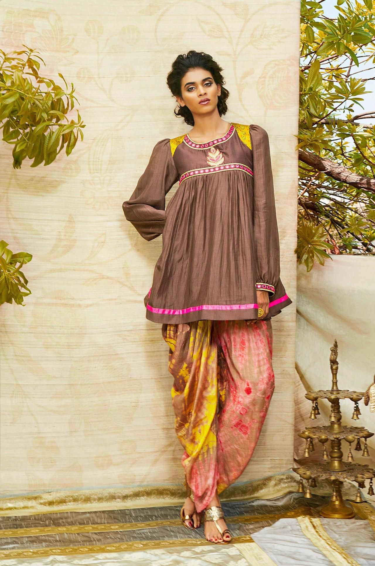 Buy Orange Mulberry Silk Printed Batik Dhoti Pant For Women by Ek Katha  Online at Aza Fashions.