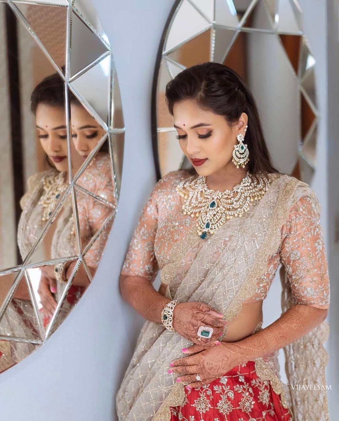 The Most Gorgeous South Indian Lehenga Saree Designs We Spotted! | WedMeGood