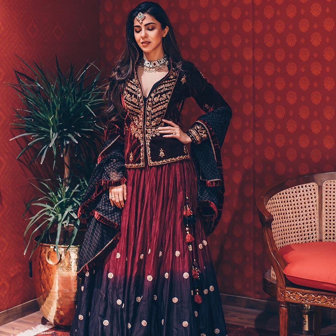 Buy Tara Sutaria in a Burnt Orange Niscira Jamawar Lehenga Set Online - RI.Ritu  Kumar India Store View