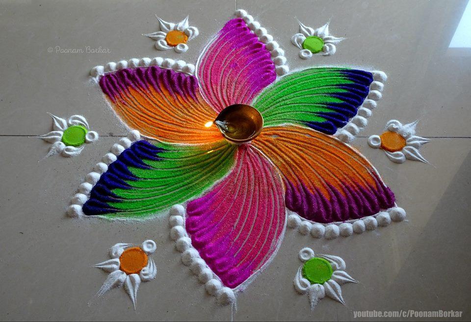 Premium Photo | Marigold flower rangoli design for diwali festival , indian  festival flower decoration