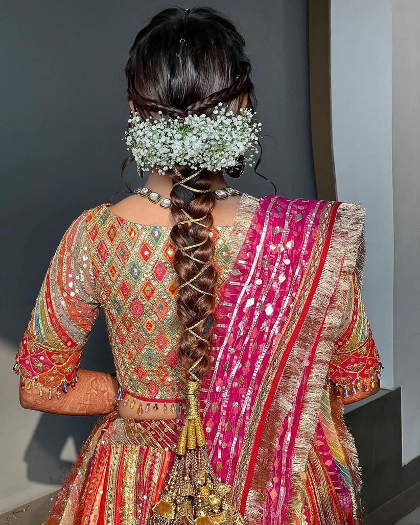 Pin by jegatha on flower hairdressing | Indian wedding hairstyles, Lehenga  saree design, Backless blouse designs