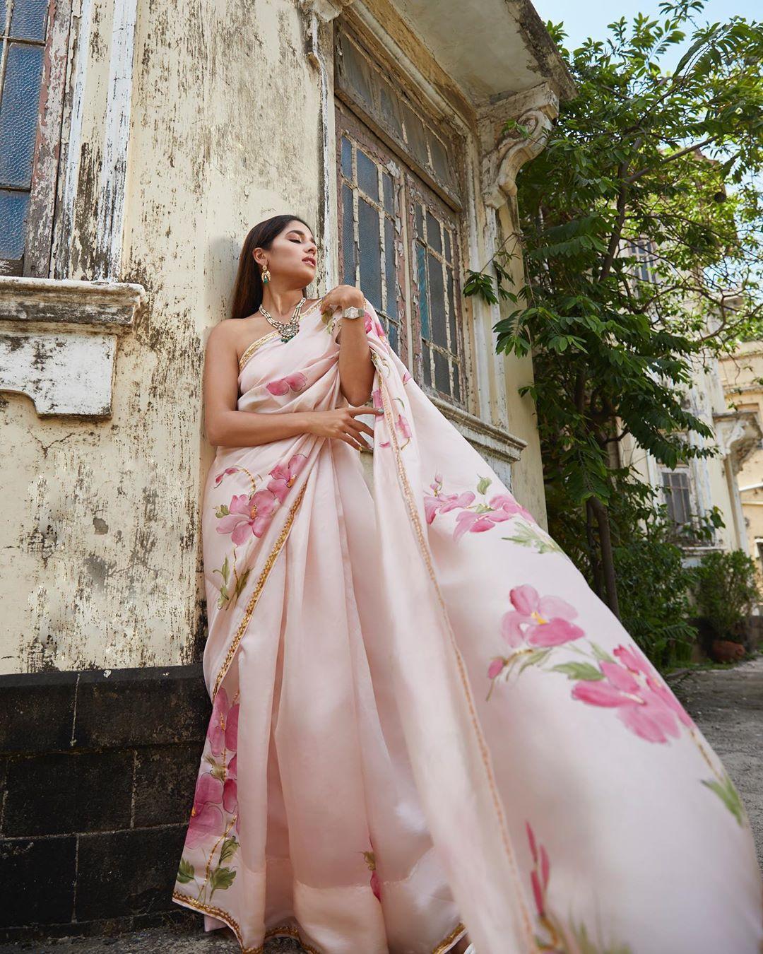 Cream-Colored Bridesmaid Sarees with Beaded Details