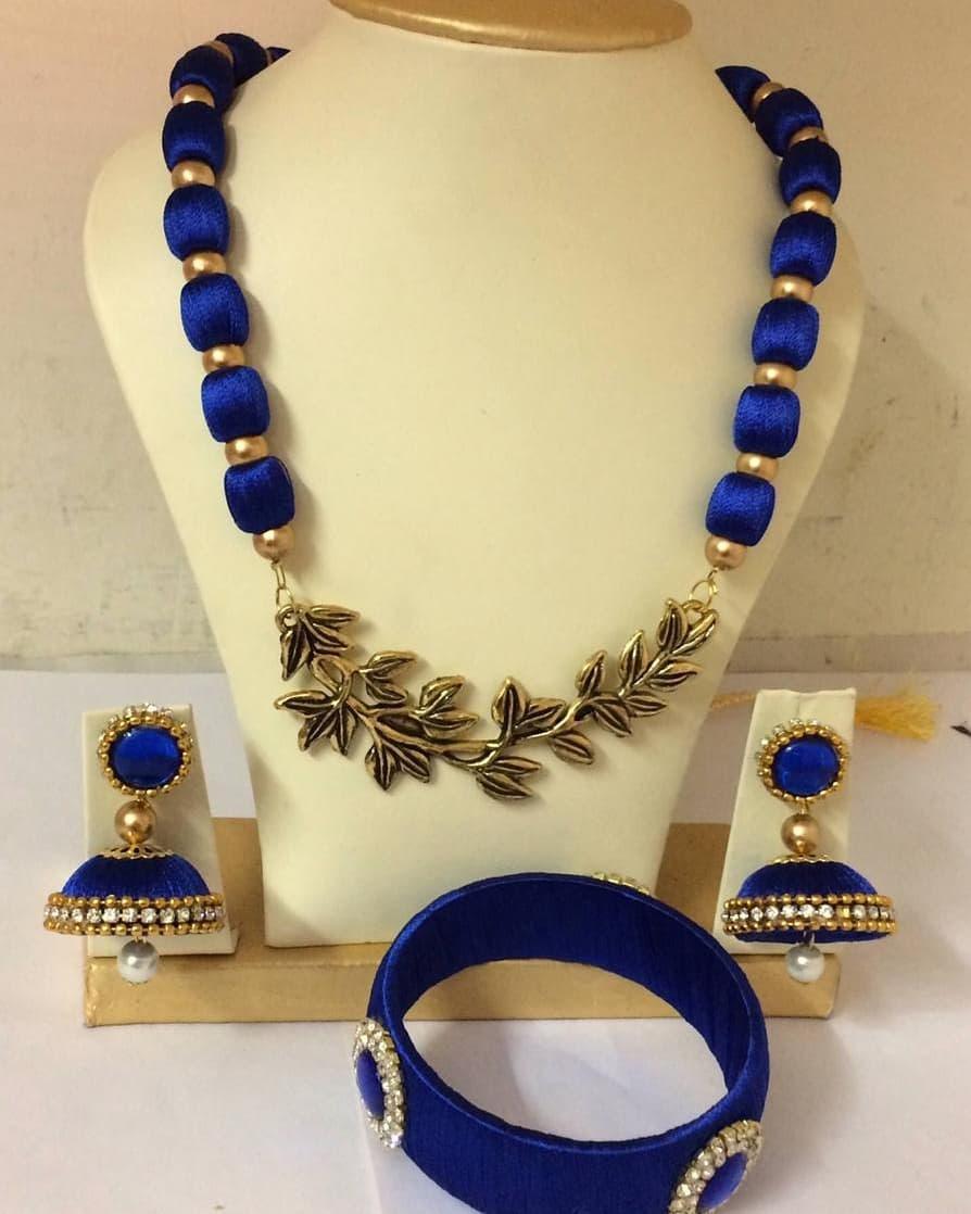 modern silk thread necklace designs