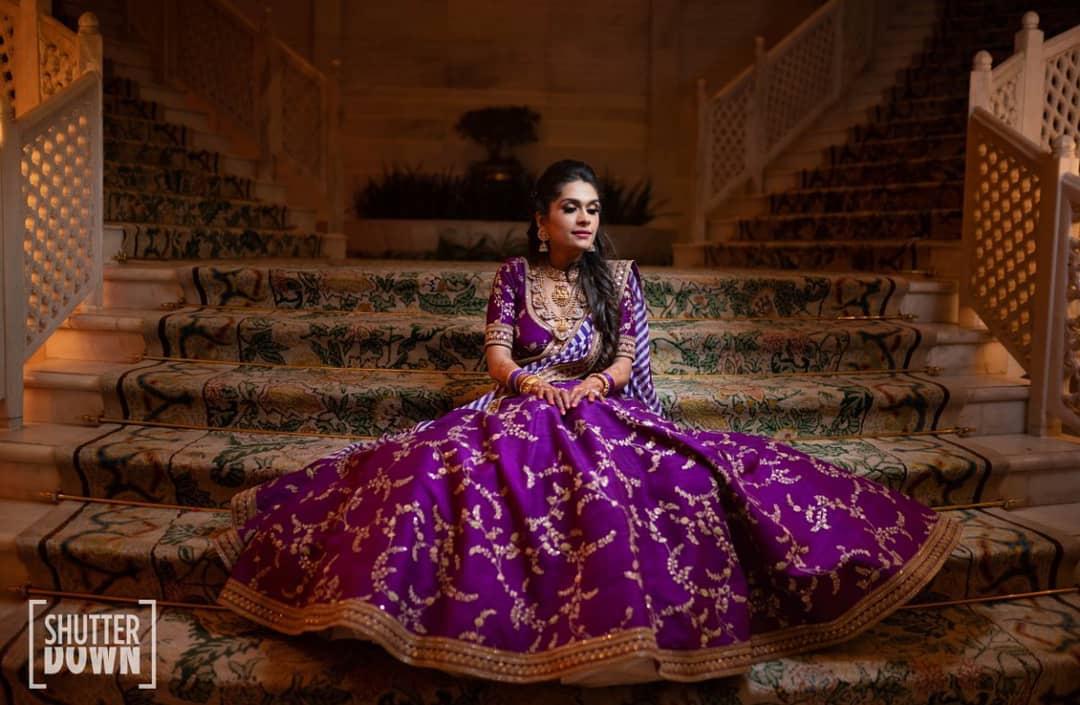 Handloom Purple Pure Katan Silk Banarasi Lehenga with Heavy Zardozi Du –  WeaverStory