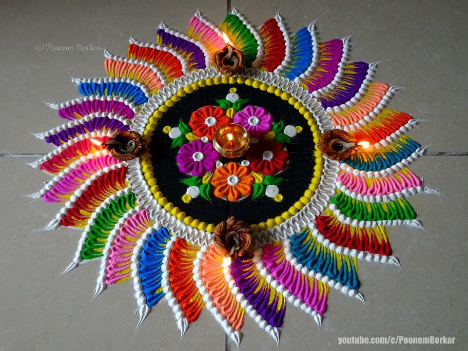 Simple Rangoli for Diwali with Mandala 