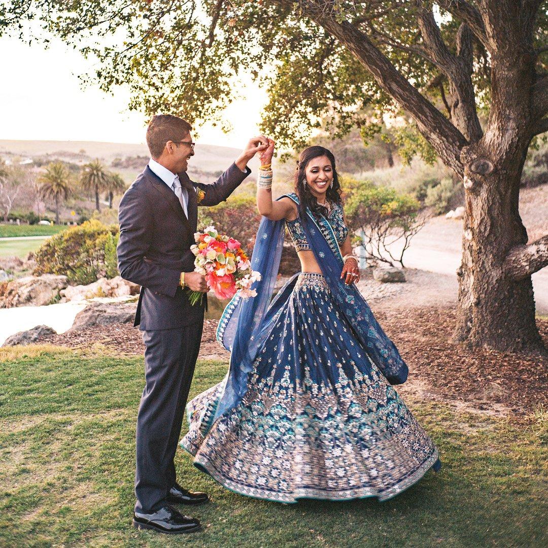 Love how beautiful bride @raybadola has put together her bridal look . Blue  pink lehenga matchi… | Indian bridal dress, Indian bridal lehenga, Indian  bridal outfits