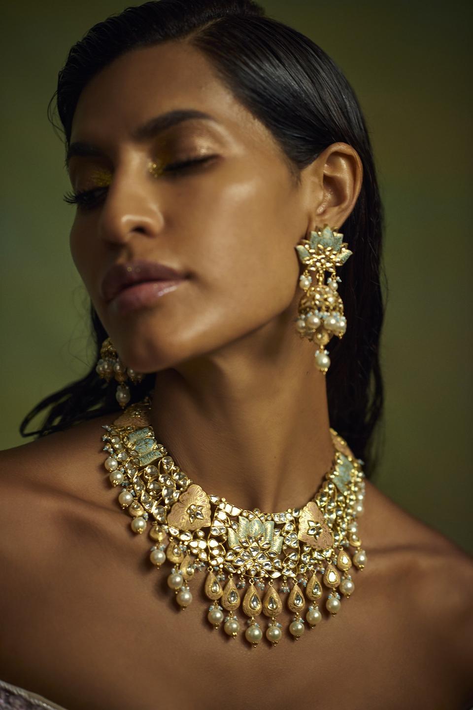 Jewellery Designs to Complement Metallic Lehengas and Gowns