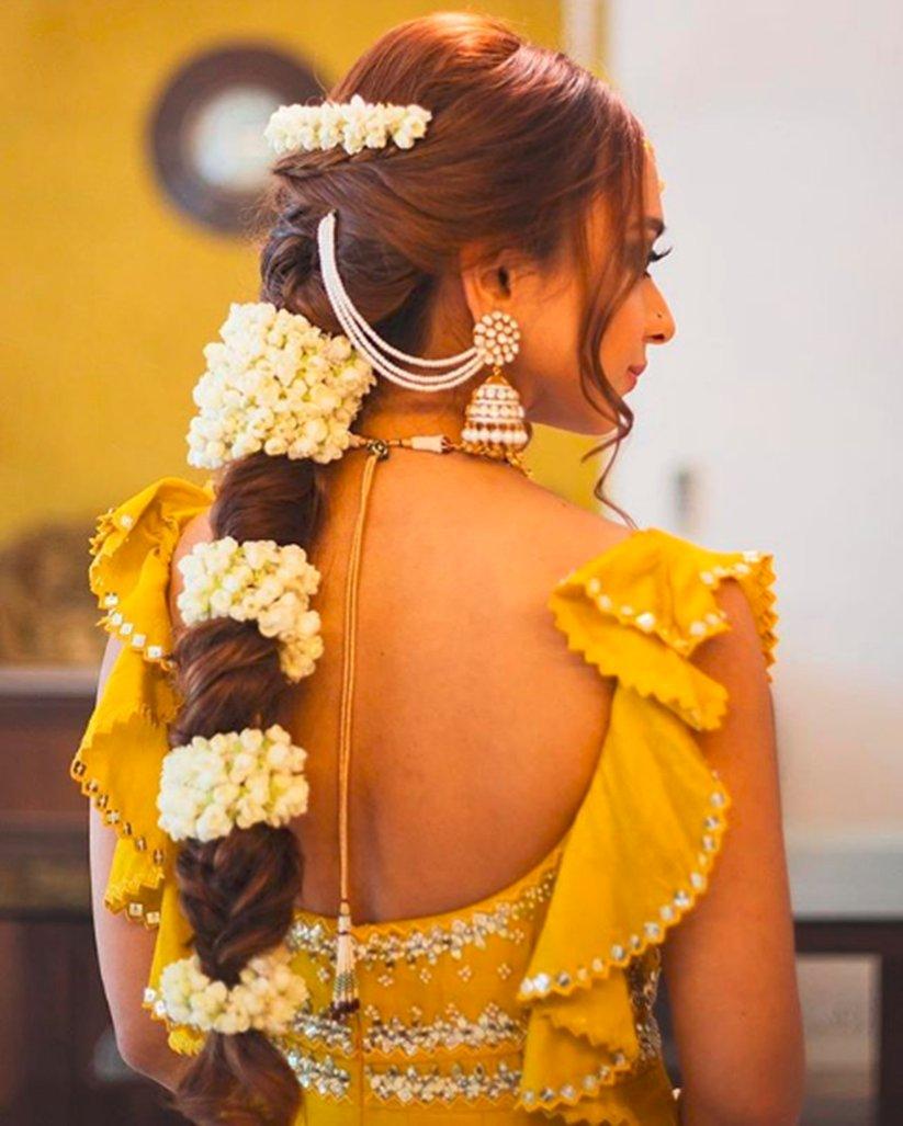 10 Best Hairstyles for Haldi Function | Pithi Ceremony 2023 | Long hair  styles, Hair styles, Braided hairstyles for wedding