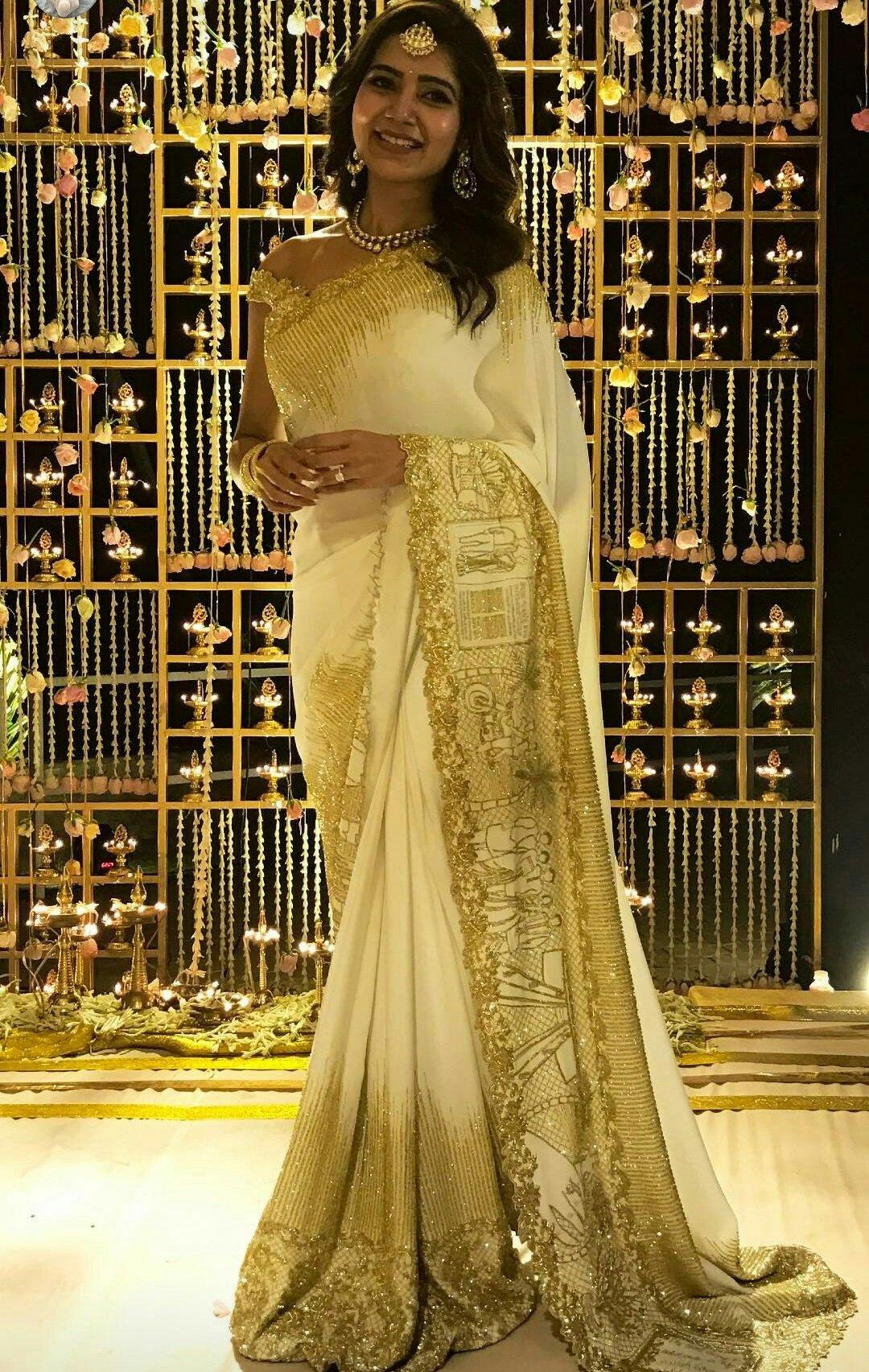 Silk Designer Saree Golden Colour.