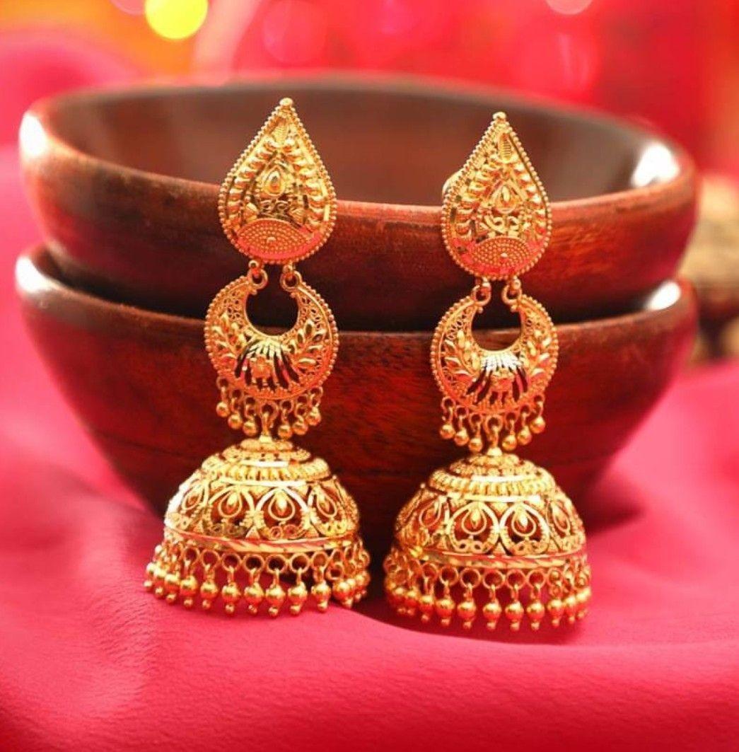 Jhumki Gold Earring by Niscka - Gold Jhumka Design - Jhumka Earrings